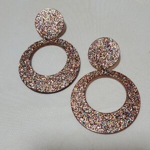 Gold and Silver Double-Circle Drop Earrings